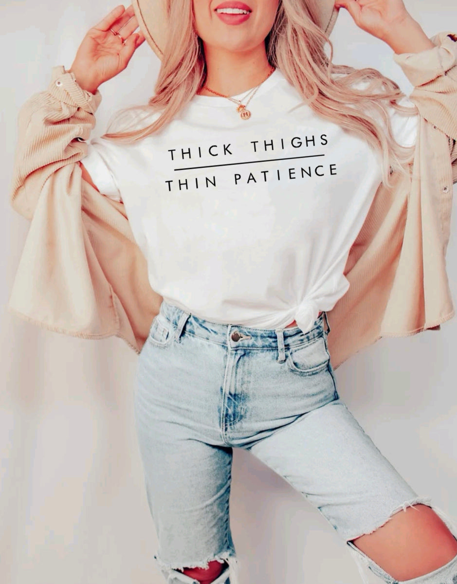 Thick Thighs Thin Patience Graphic by CraftartSVG · Creative Fabrica