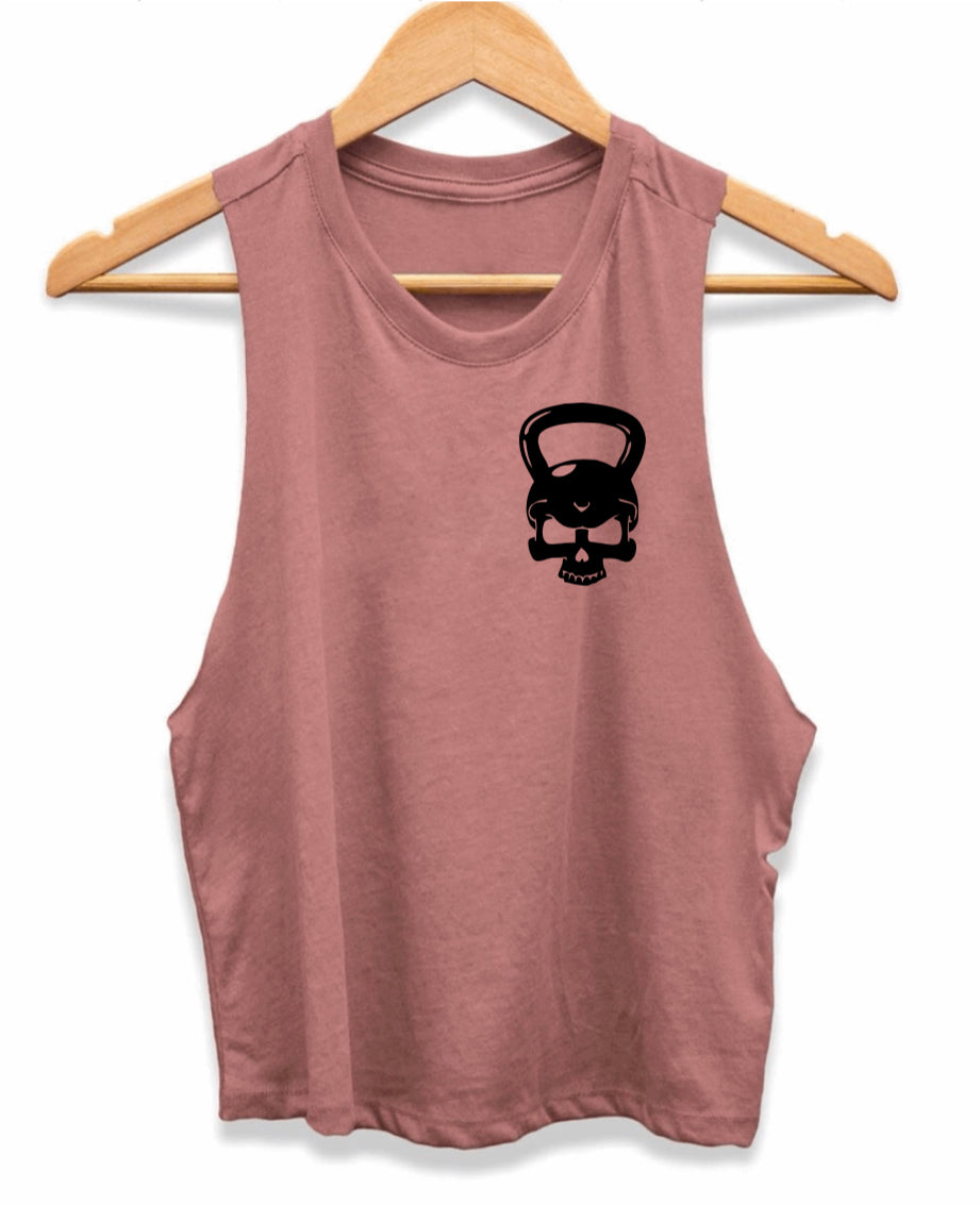 Kettlebell skull cropped tank